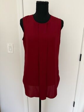 White House Black Market Burgundy Pleat-Front Sleeveless Camisole